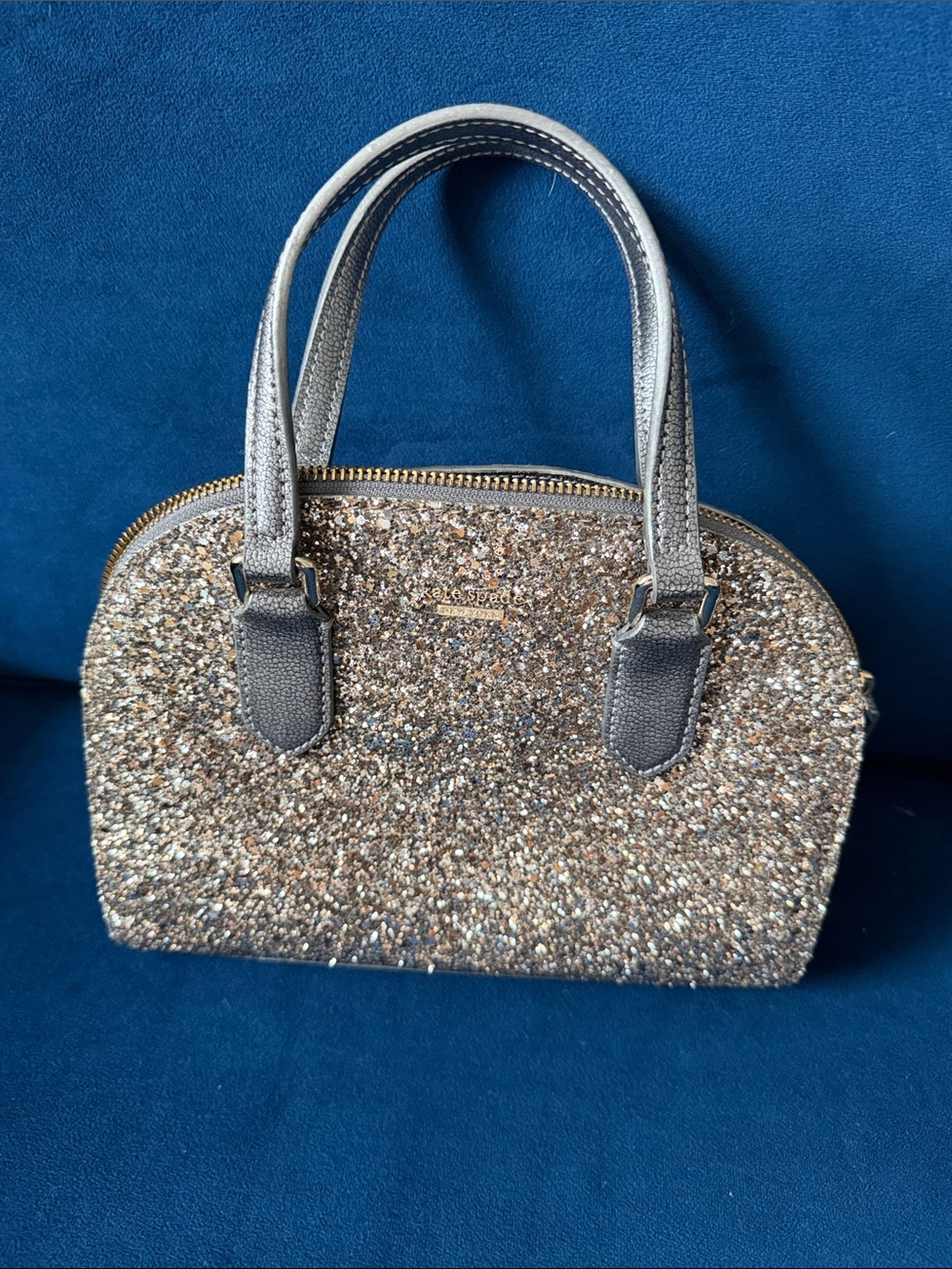 kate spade Glitter Dome Satchel in Metallic Silver and Gold Tones